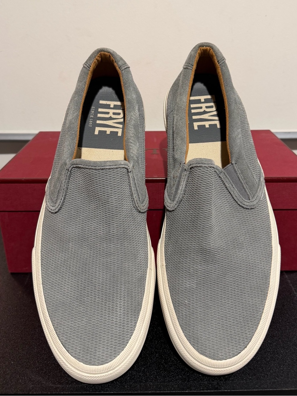 Frye Men's Gray Suede Slip-On Sneakers
